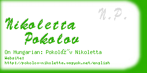 nikoletta pokolov business card